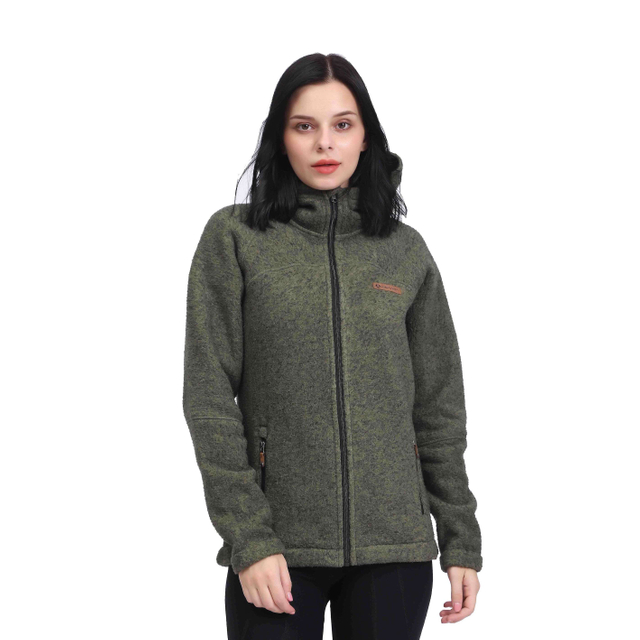 Sweat à capuche thermique épais en polaire avec fermeture éclair pour femme