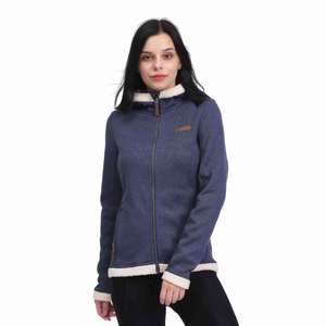 Femmes Shaggy Trim Zipper Chunky Fleece Sweat-shirt 