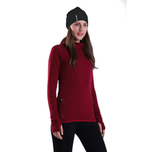 Pull de yoga féminin en thermique rouge thermique athlétique à manches longues à manches longues avec poche zip à trou de pouce