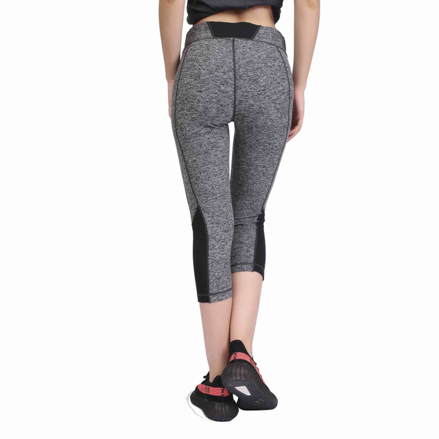 Femmes Mesh Panel Peach Soft Yoga Running Capri Leggings Avec Entrejambe Gousset