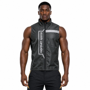 Gilet coupe-vent à bordures réfléchissantes pour hommes